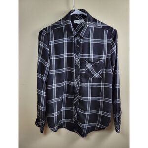 Workshop Republic Clothing Womens XS LS Button-down Black‎ & White RN93178